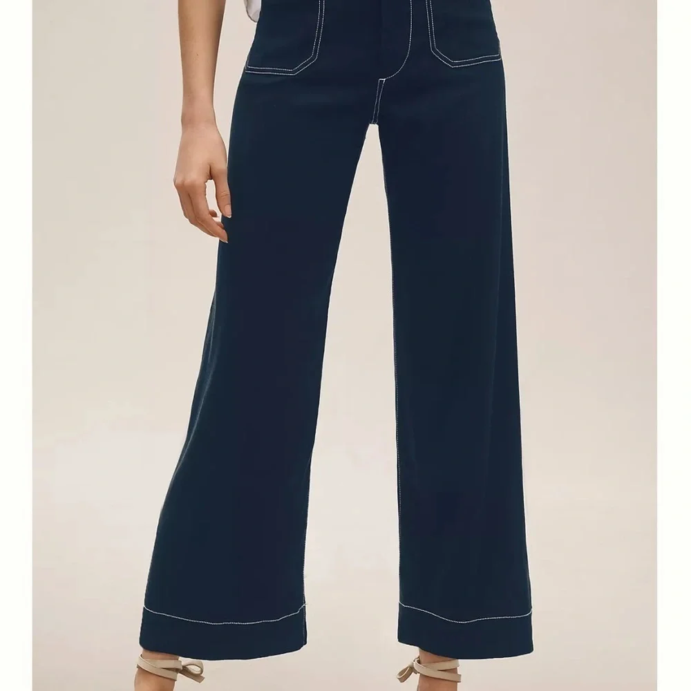 New - Anthropologie Mauve Flare Wide Leg Jeans - Picture 2 of 4